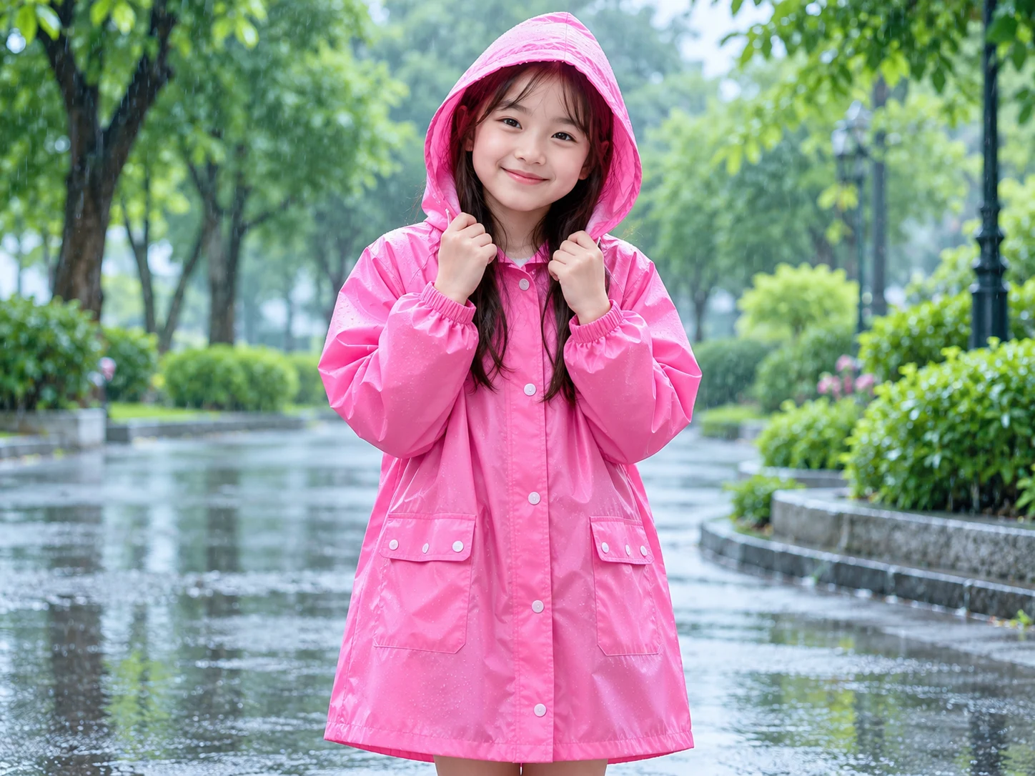 Ảnh quảng bá minh họa áo mưa trẻ em, không phải ảnh sản phẩm thực tế
